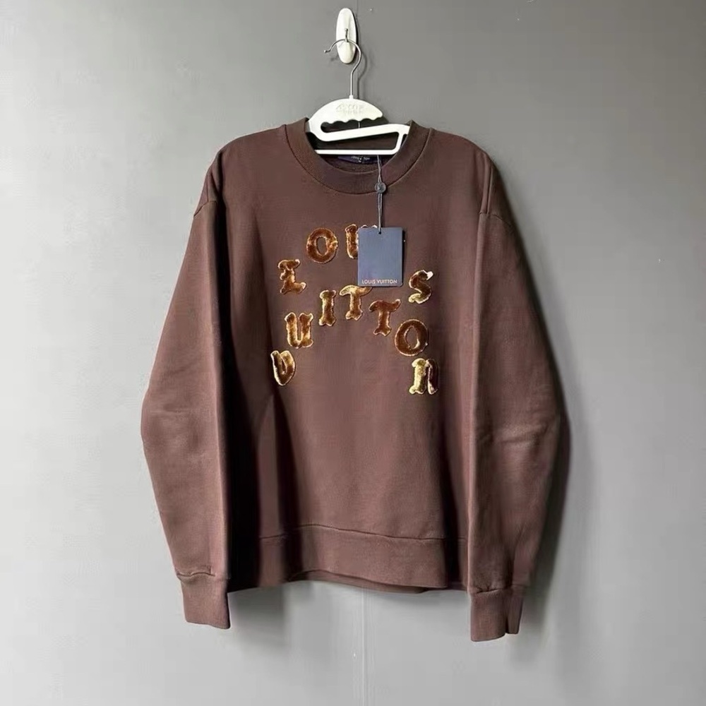Authentic Louis Vuitton Brown Sweater with Gold Accents